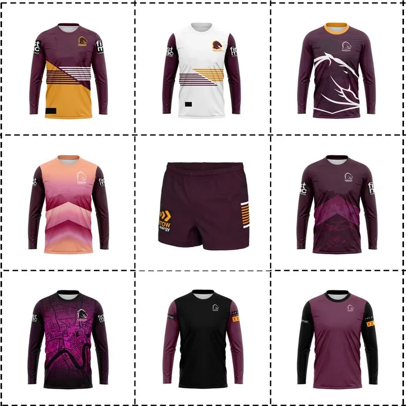 

2024 Brisbane Broncos Long Sleeve Home / Away / Training Rugby Jersey - Mens Size: S-3XL （Print Custom Name Number）