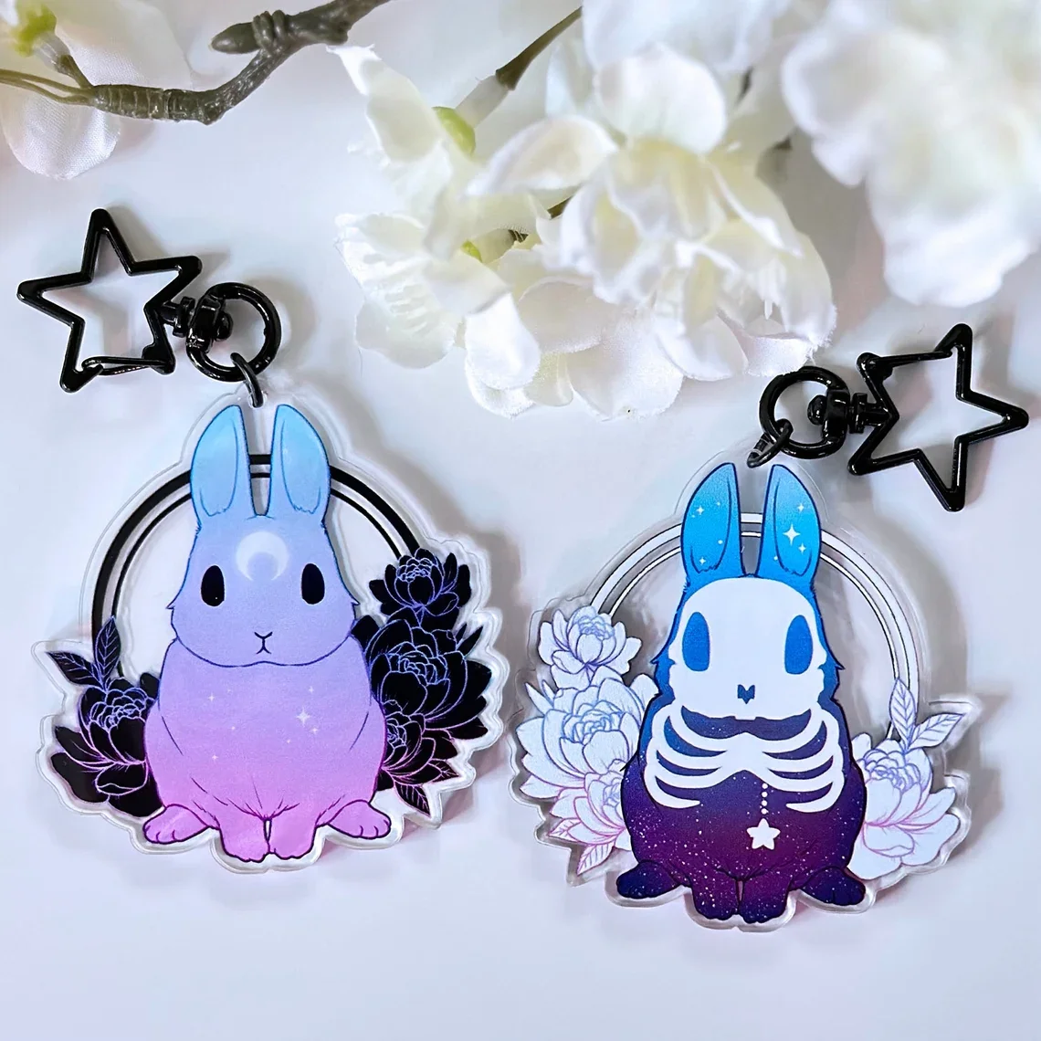 Morning Star And Evening Star Rabbit Pendant with Zirconia Jewelry for Women Fashionable Animal Themed Necklace