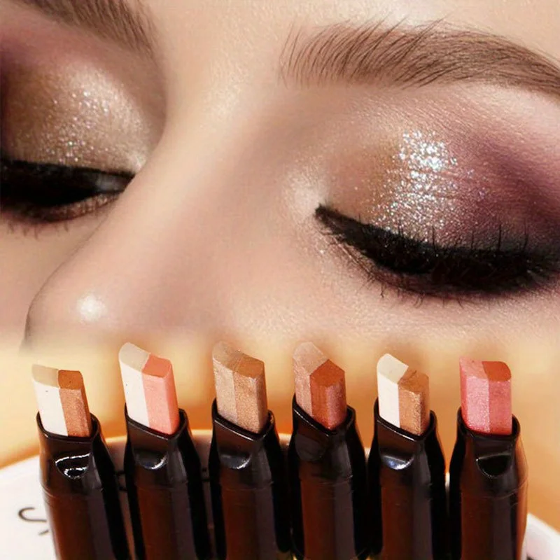 アイメイクペンシル,アイシャドウ用の2トーングラデーションペンシル,メタリックカラー,アイシャドウ用,耐水性,2 in 1