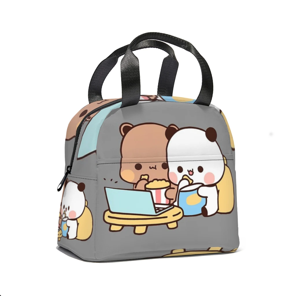 DuDu Bear and BuBu Panda watching movie together Portable Lunch Bag Food Thermal Box Durable Cooler Lunchbox with