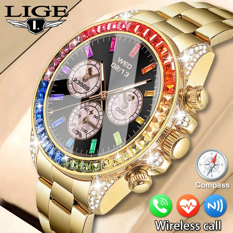 

LIGE Compass Smart Watch Men Women Bracelet Luxury IP68 Waterproof Sport Fitness Tracker Bluetooth Call 100+Sport Mode Smartband