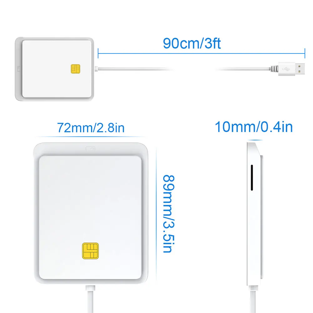 USB 2.0 Smart Card Reader Memory for ID Bank SIM CAC ID Card Connector Adapter