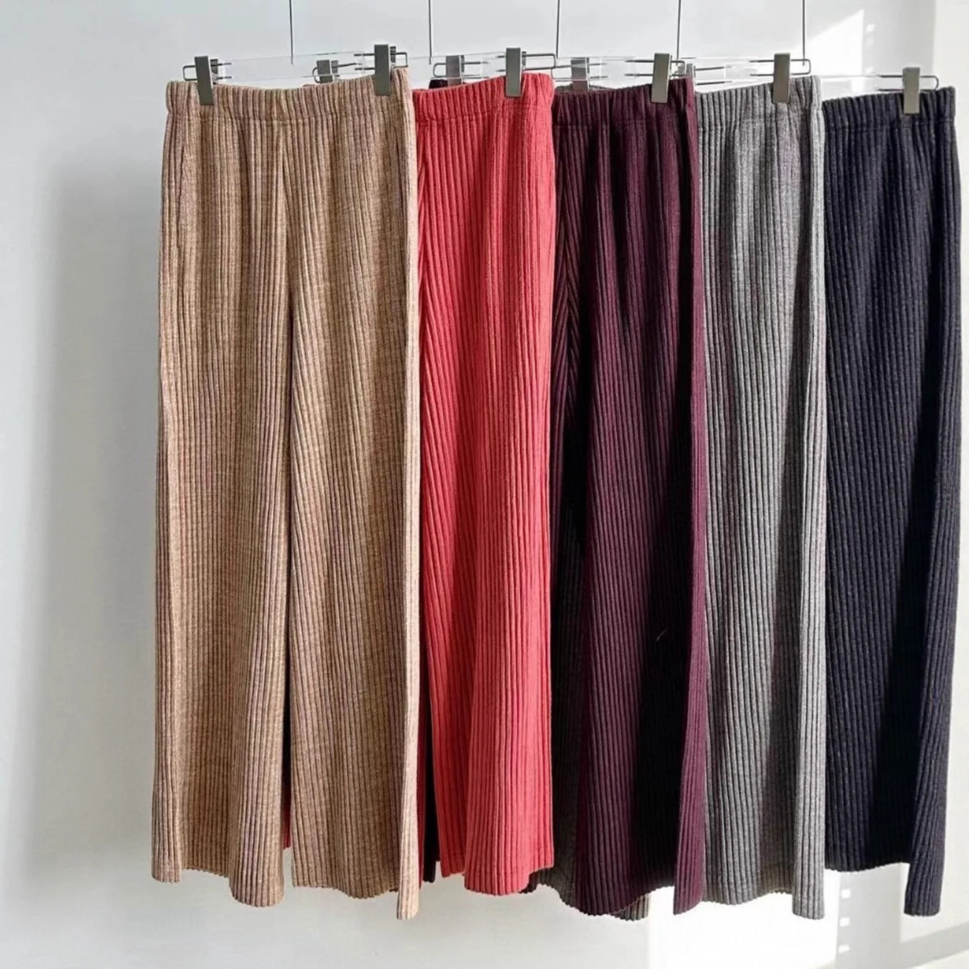 Miyake plissé 2026 nouvelle mode plissé pantalon à jambes larges taille élastique pantalons femmes modèles ample droit pantalons décontractés femmes