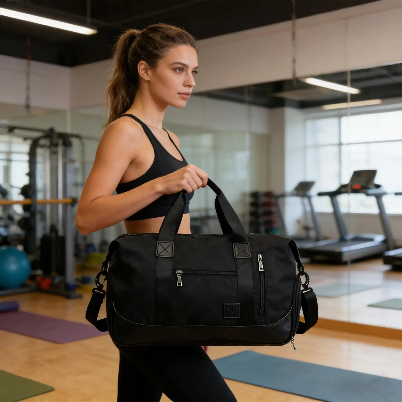 

Большая дорожная сумка 35 л, сумка-слинг через плечо с водонепроницаемым отделением, полкой для обуви, сумка для одежды для женщин, девочек-подростков, для путешествий и занятий йогой