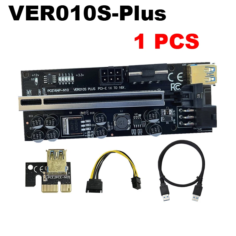 10 pz/1 pz VER010S-PLUS PCI-e Riser Card da 1X a 16X PCI Extender SATA 6pin Power Express Adapter cavo USB SATA USB3.0
