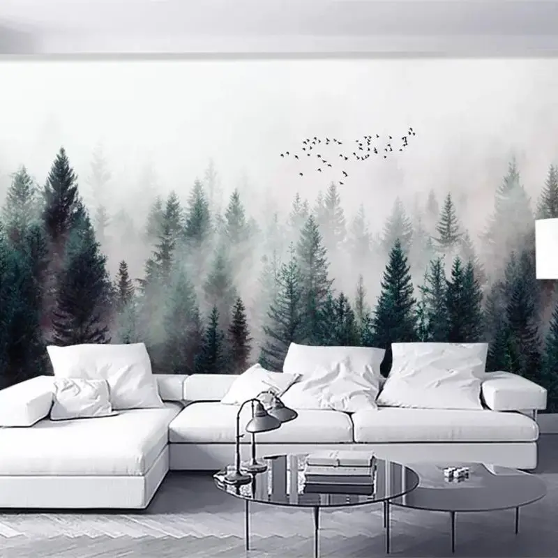 beibehang Custom wallpaper 3d photo mural modern fresh fog forest cloud fog bird Nordic sofa background wall papers home decor