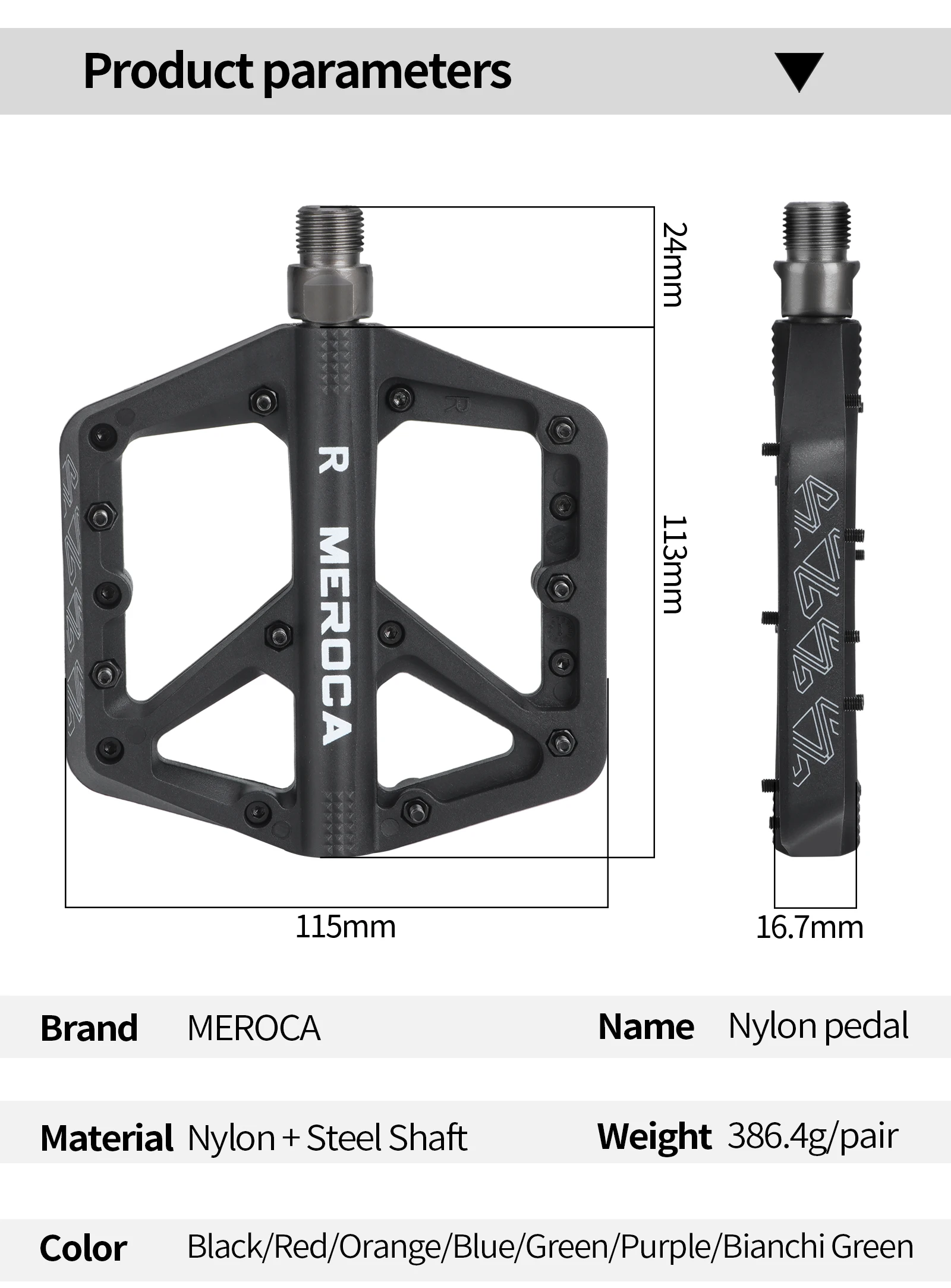 MEROCA Nylon-Fahrradpedale, ultraleichte Dichtungslager, Mountainbike, Rennrad, flache Plattform, wasserdichte Fahrradpedale, rutschfeste Teile – Detail 4