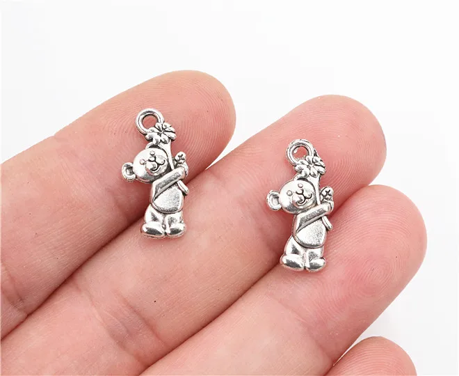 19x10mm 20pcs Antique Sliver Plated Cute Bear Handmade Charms Pendant:DIY for bracelet necklace-R5-38