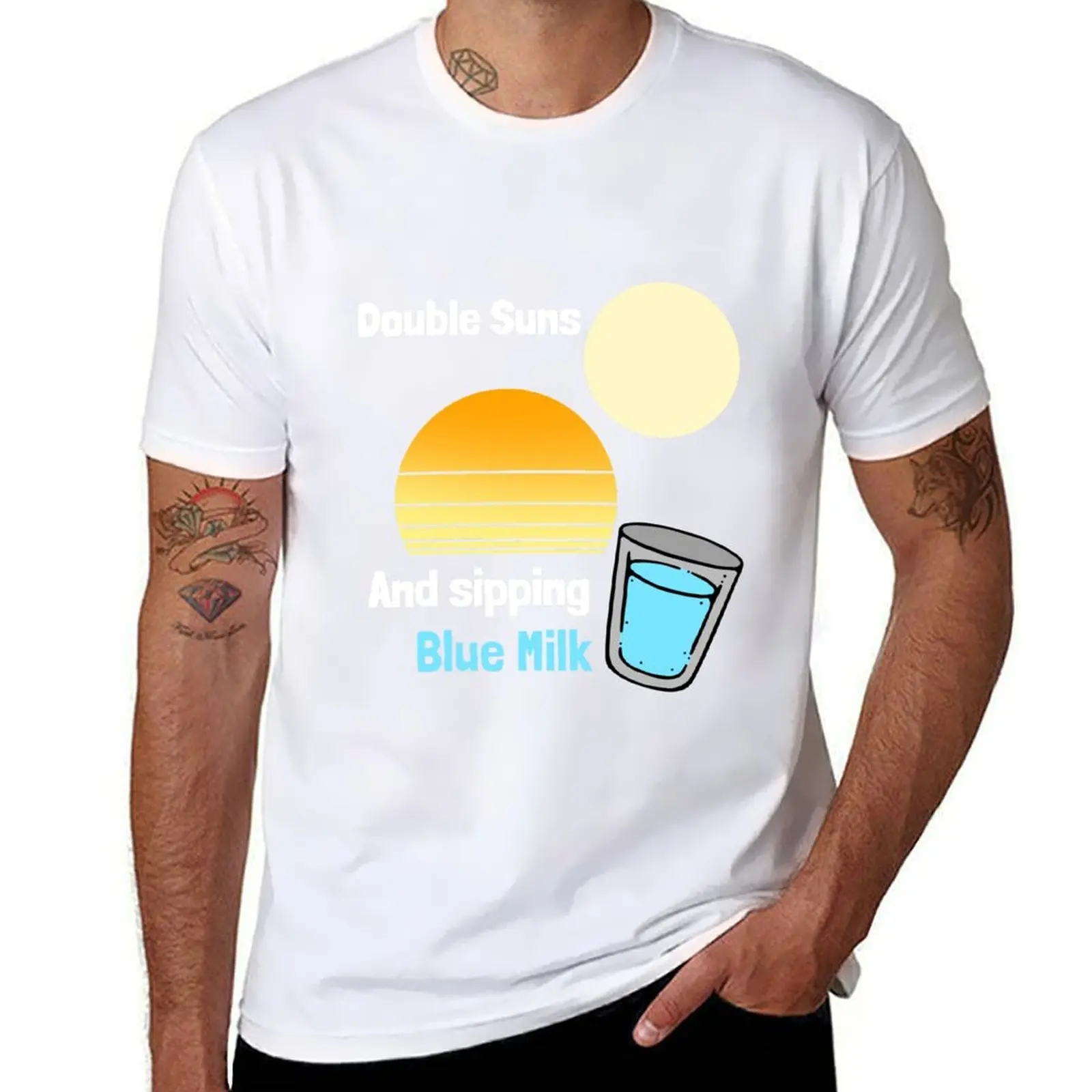 

Double Suns and Sipping Blue Milk T-Shirt anime t shirts for man t shirt man casual T-Shirt