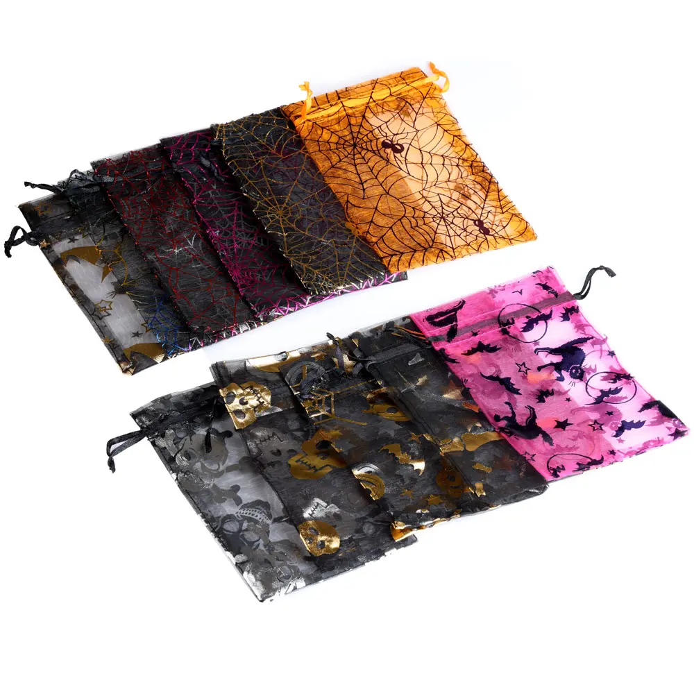 Halloween Organza Bag for Candy Gift, Dia de Todos os Santos, 25pcs por lote, 10x15cm