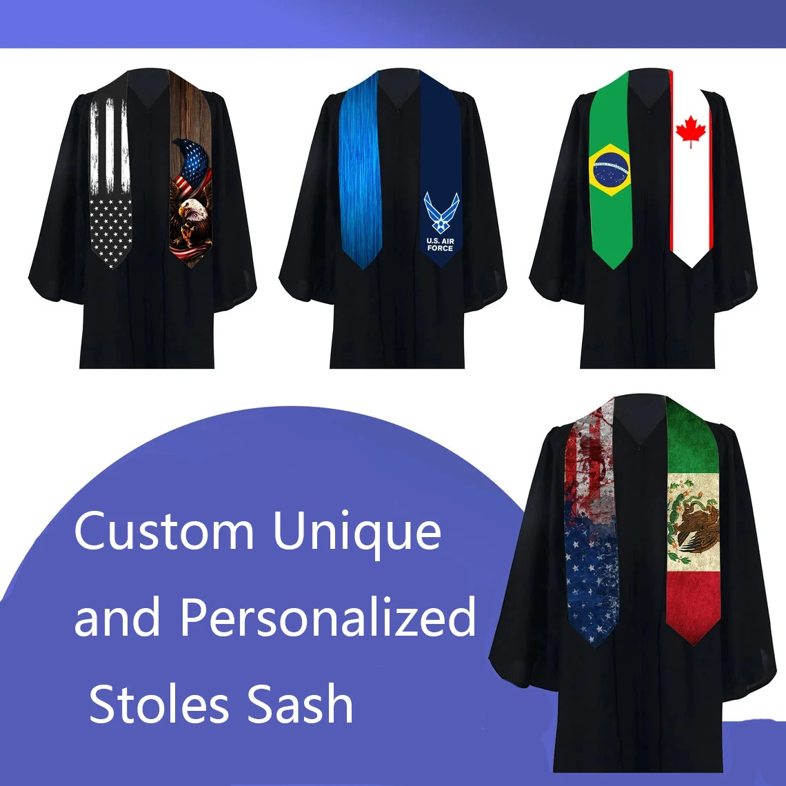 Custom Stoles Sash Unique and Personalized Graduation Perfect Gift Mixed Country Flag Shawl Fast