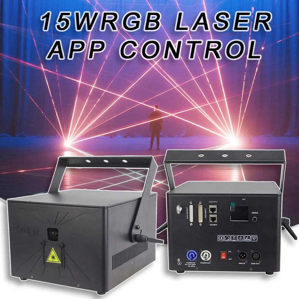 YUER RGB Beam Projector Bluetooth Connect App Control 15W Laser Light Beam Party DJ Disco For Wedding Animation Stage Lighting