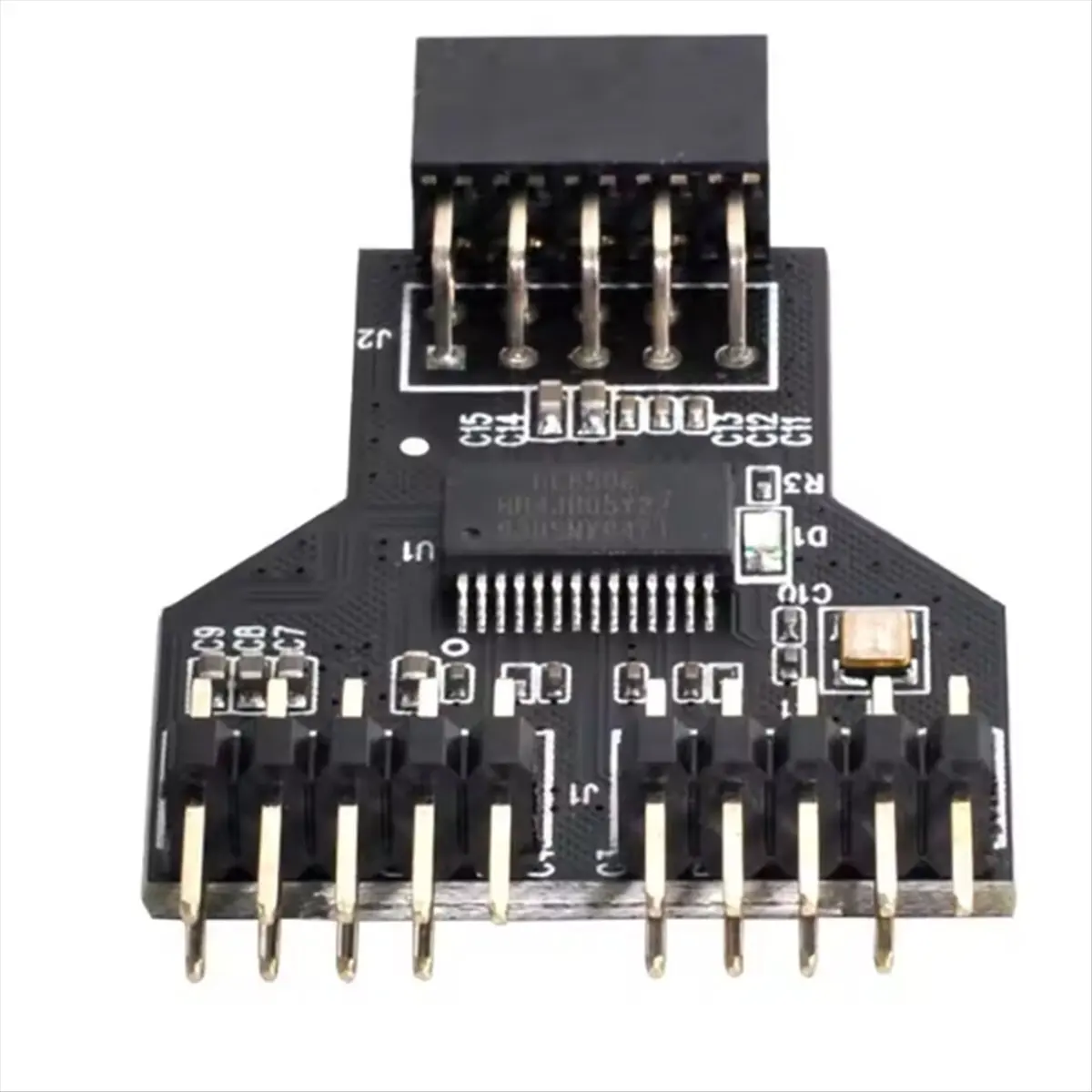 DT817 Mon.Motherboard USB 9Pin Interface Connector Splitter 1 to 2 Expansion Adapter 9-Pin USB HUB USB 2.0 Connector for RGB Fan