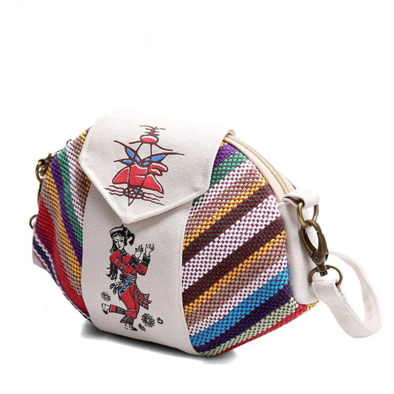 Yunnan ethnic wind canvas mini inclined shoulder bag handbag female packet students double with lovely autumn and winter