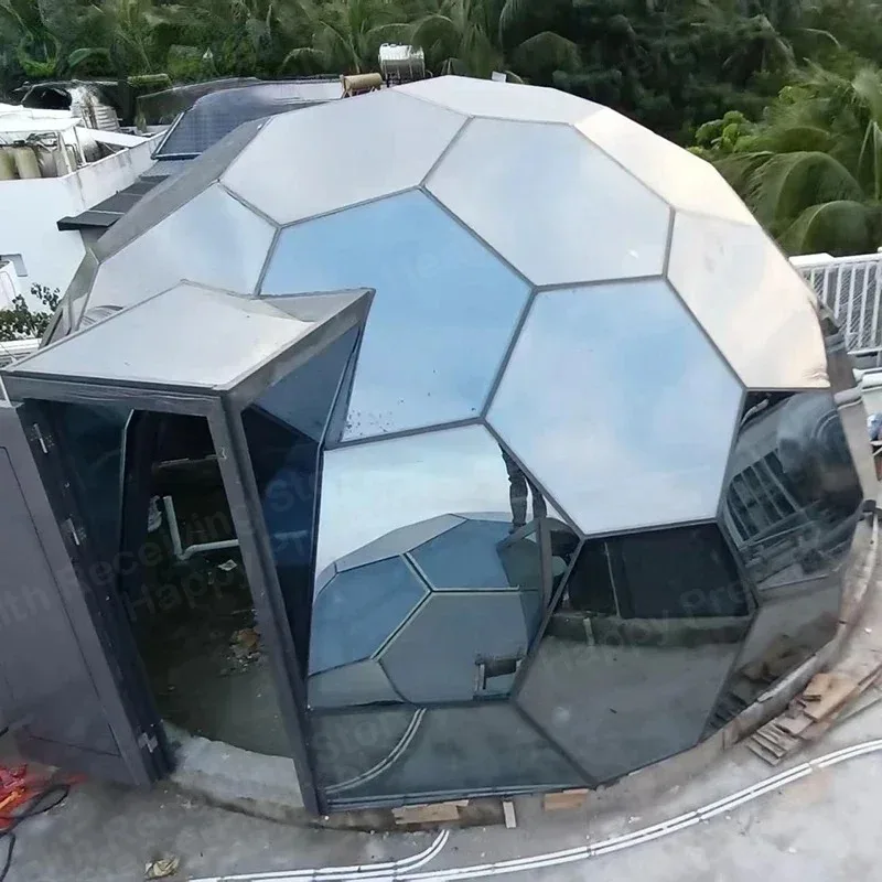 New Design 6M Outdoor  Luxury Hotel Resort Igloo Ball Geodesic Geo dome Glass House Shaped Dome Tent