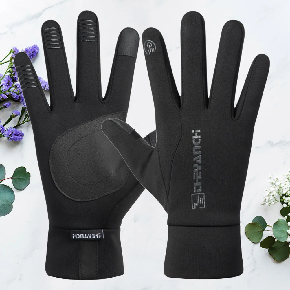 

1Pair Waterproof Windproof Gloves Black Xl Non-Slip Touch Screen Cycling Riding Mitten Outdoor Mountain Bike Gift