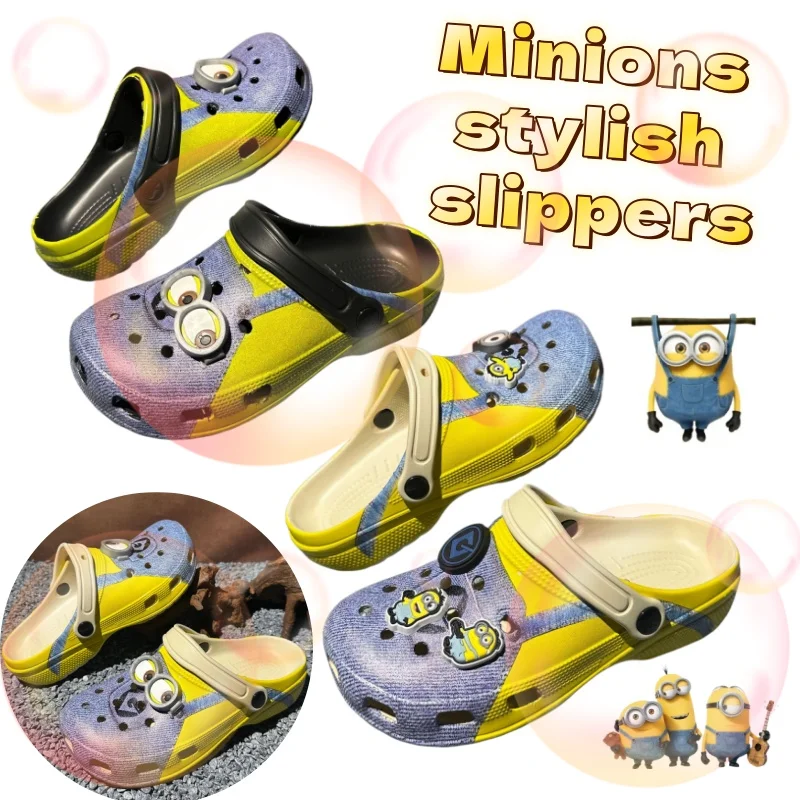 

Minions anime peripheral cartoon eyes, hole shoes, parent-child outdoor beach sandals