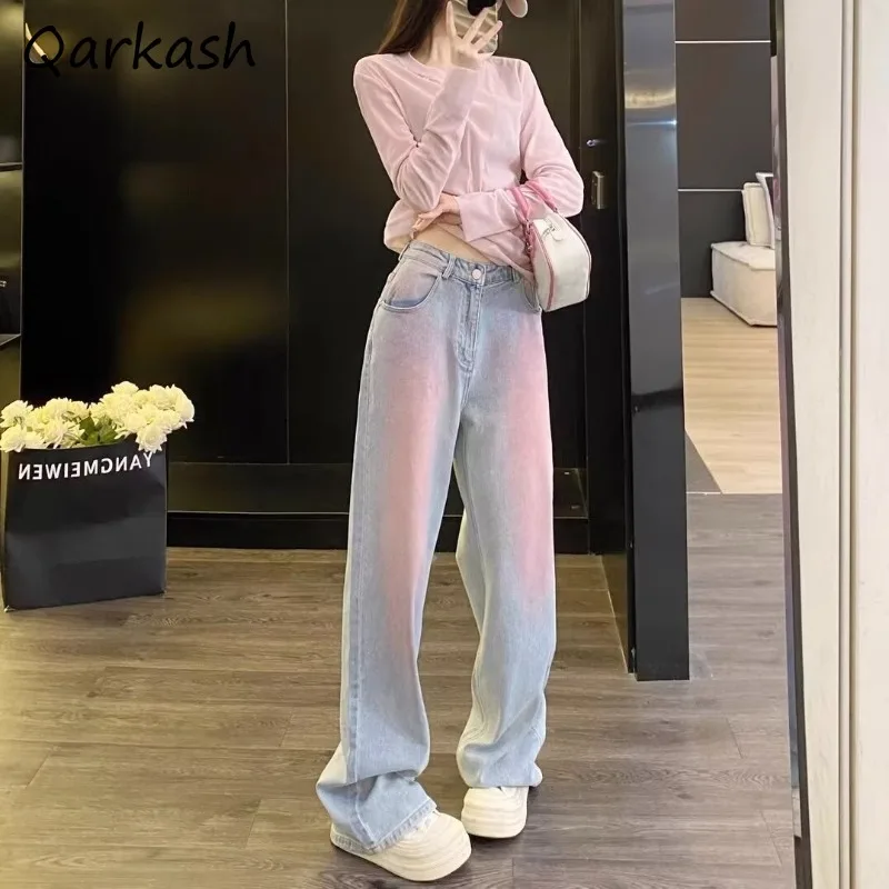 

Jeans Women High Waist Korean Fashion Aesthetic Baggy Vitality Leisure Temperament Autumn Straight Full Length Slender Trousers