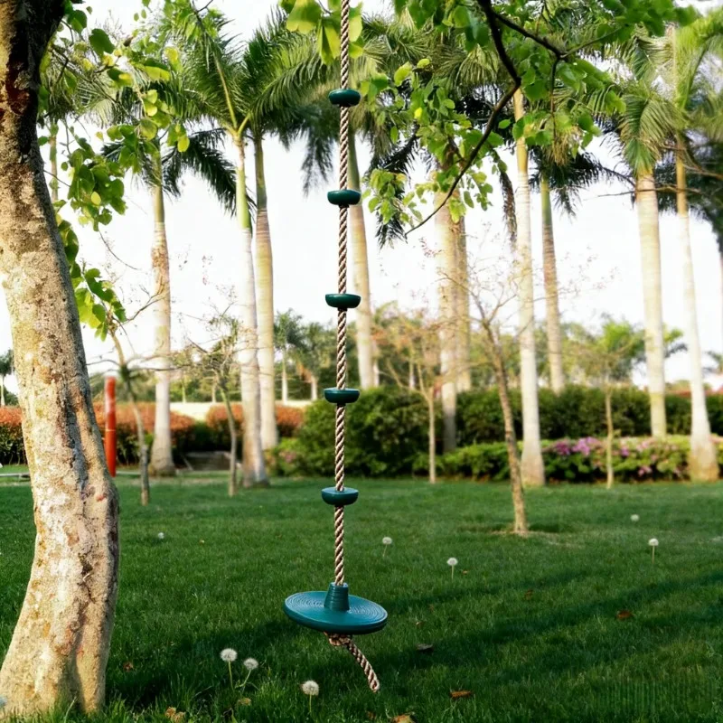 ชุดเชือกปีนป่ายสำหรับเด็ก พร้อมแท่นและที่นั่งแบบวงแหวน อุปกรณ์เสริมสำหรับชิงช้ากลางแจ้ง ของเล่นสนามเด็กเล่นในสวนที่จำเป็น