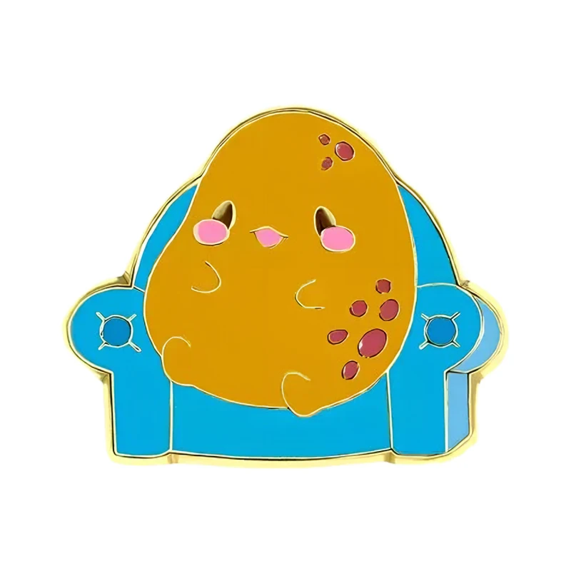 Cute Sitting Sofa Potato Pins 2-color Cartoon Funny Potatoes Metal Pin For Backpack Denim Jacket Lapel Badge Brooch Friends Gift