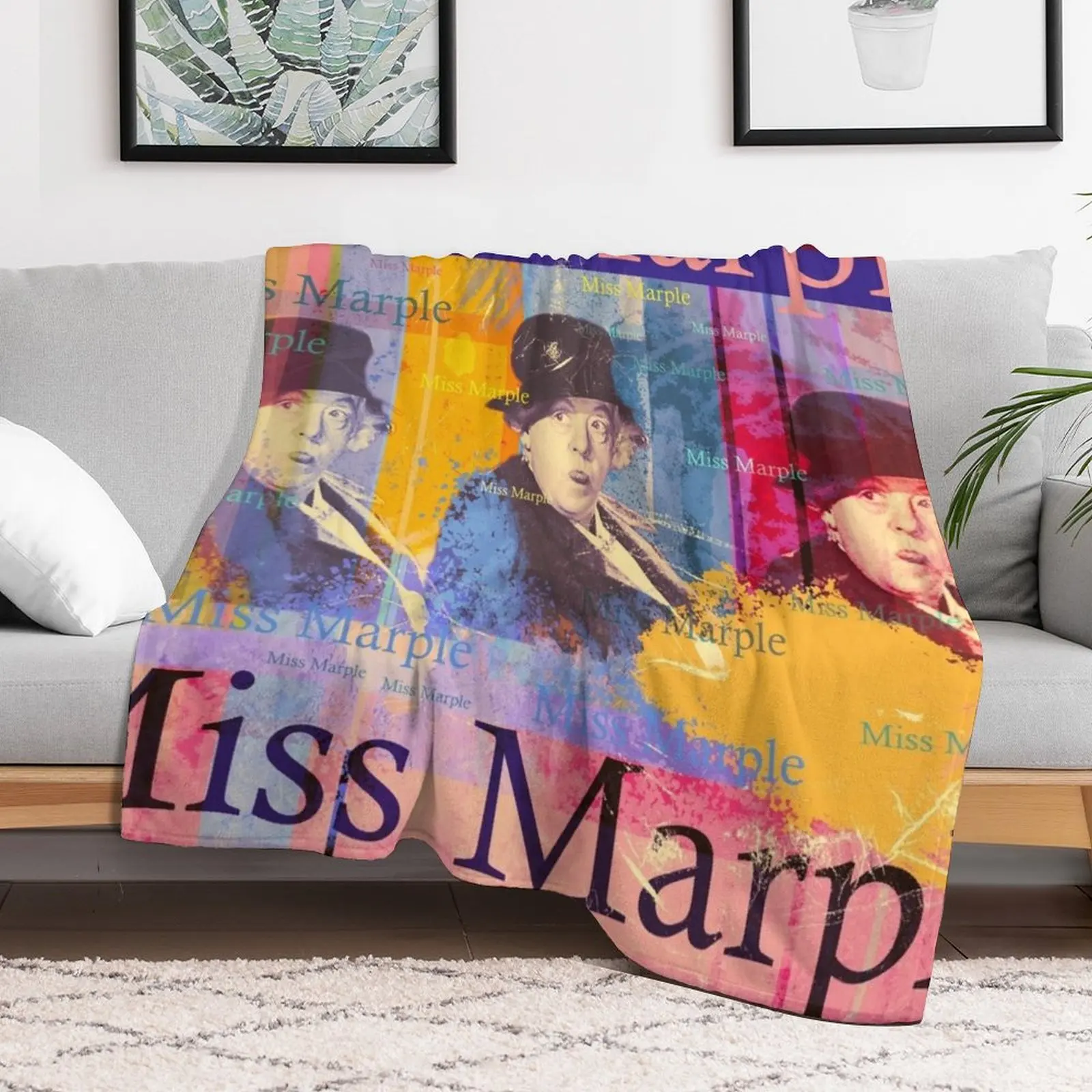 Miss Marple portrait, detective from England Throw Blanket All Weather Soft Throw Blanket for Sofa