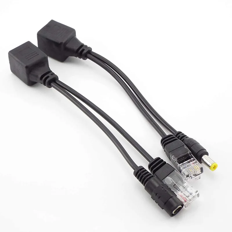 Kit Injector POE para Câmera, Fonte de Alimentação, Splitter, Cabo Switch, Adaptador, 12V, CCTV, 5.5x2.1mm, W28