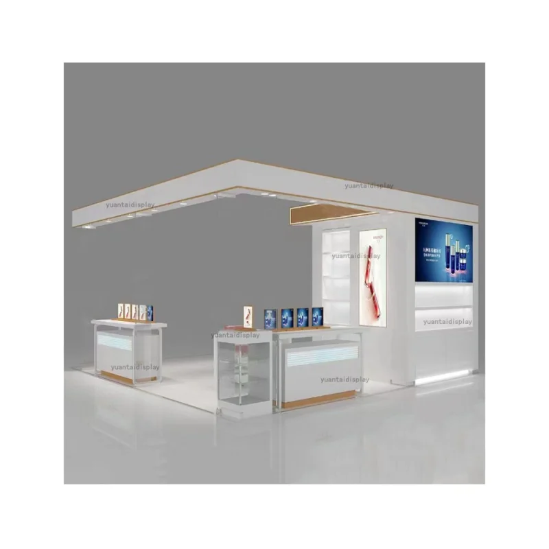 

Custom. Custom Different Style Cosmetic Display Kiosk Mall Makeup Booth Showcase Beauty Shop Design