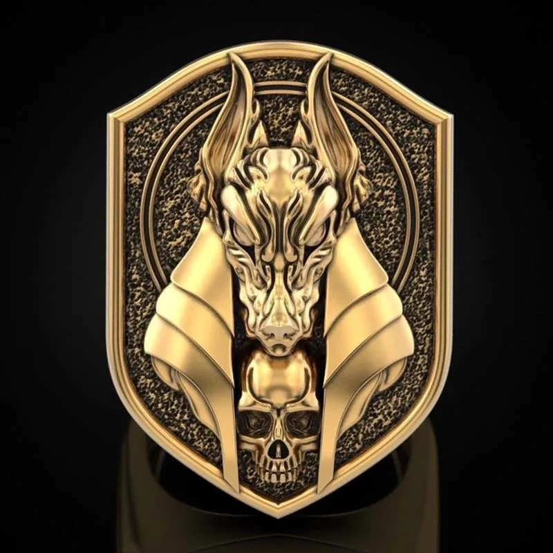 New 2023 The ring of Anubis The Egyptian God of death golring-platedwerewolf ring