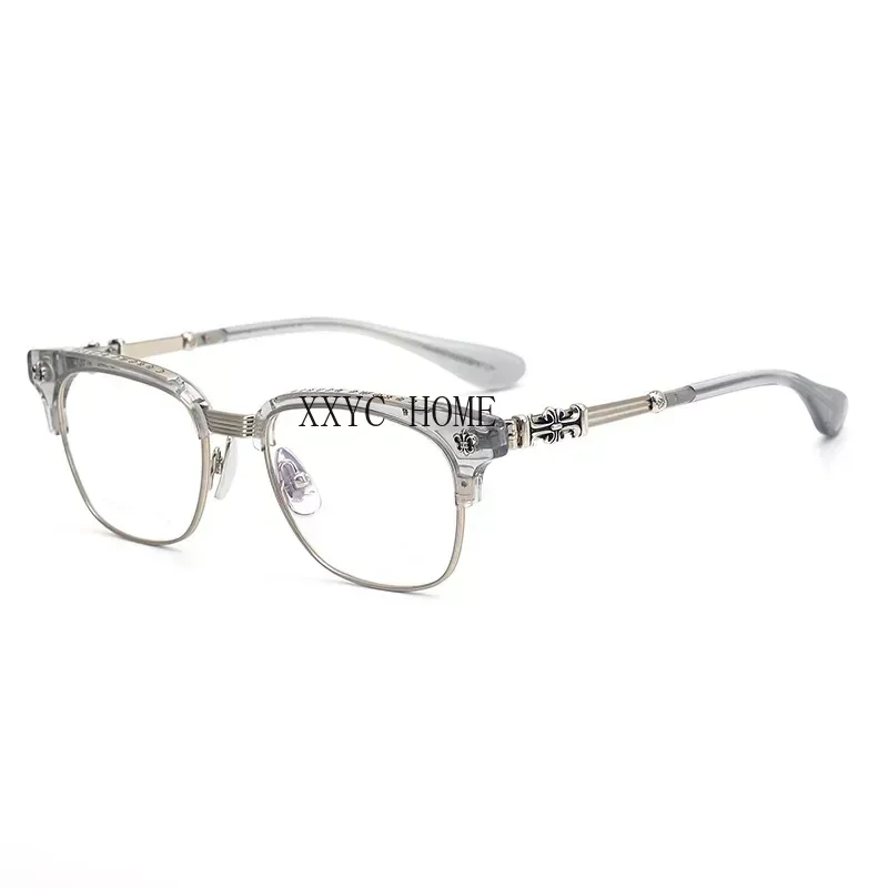 FEROCE 2023 High-End Handmade Carved Eyewear pure titanium medium gold glasses luxury Italian acetate half frame myopia glasses