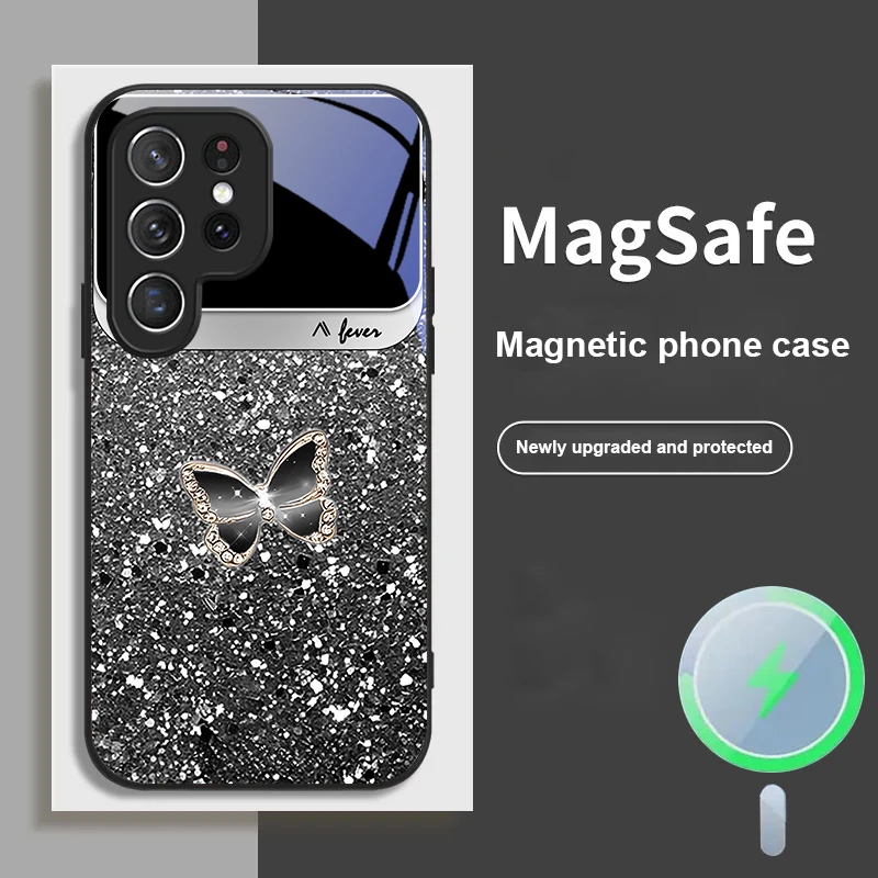 Textura de punto blanco y azul para Samsung Galaxy S20 FE S21 S22 S23 Plus S24 Ultra 25 Edge S24Ultra 22Plus Magsafe funda de teléfono de cristal