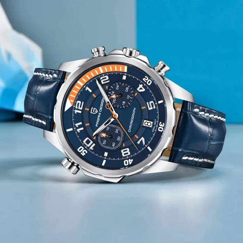 PAGANI DESIGN 1811 Men Luxury Wristwatch 44mm Quartz Multi-Function Chronograph Waterproof Watch