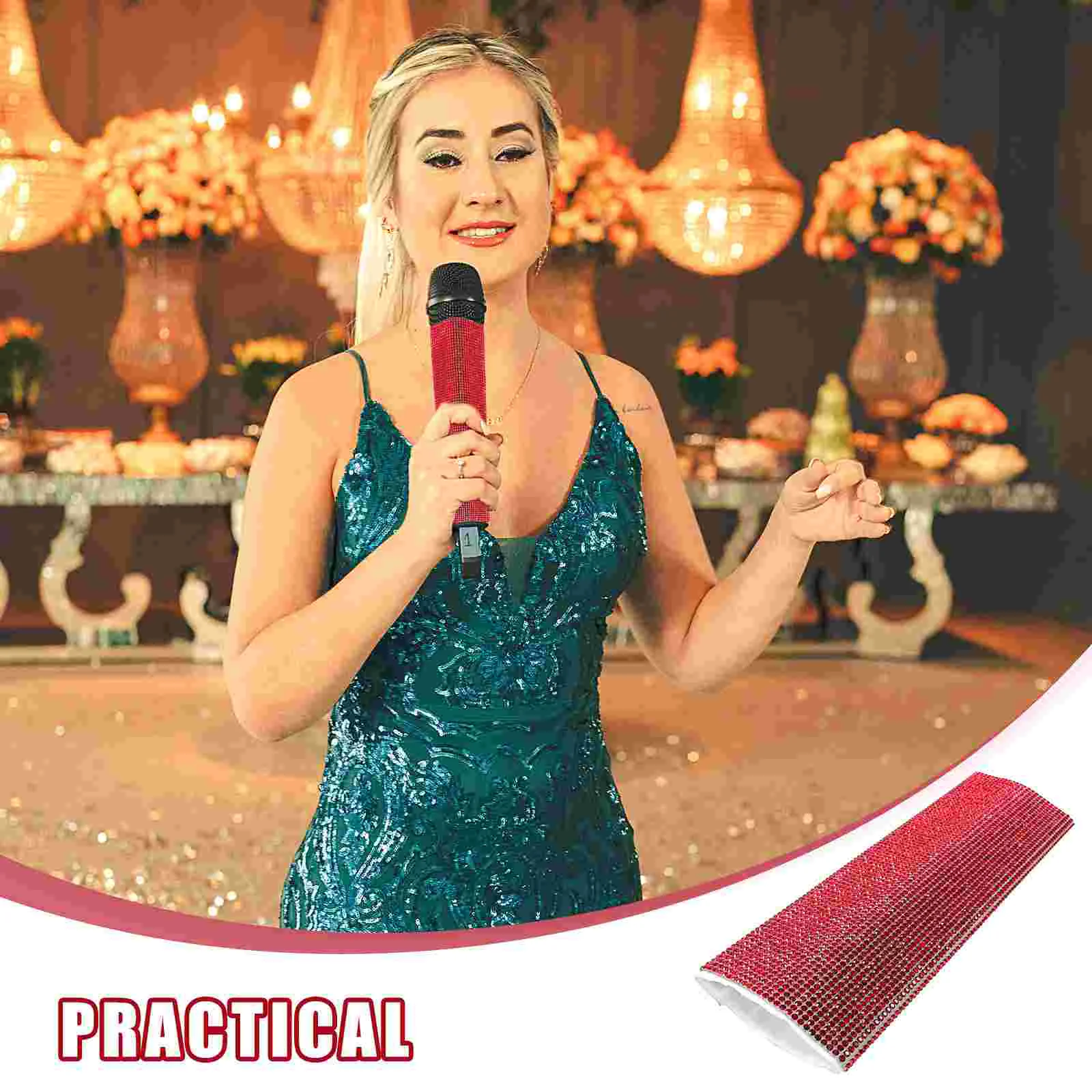 Чехол для микрофона с бриллиантами, чехол с ручкой, защита для микрофонов, блестящий беспроводной блестящий реквизит для съемки