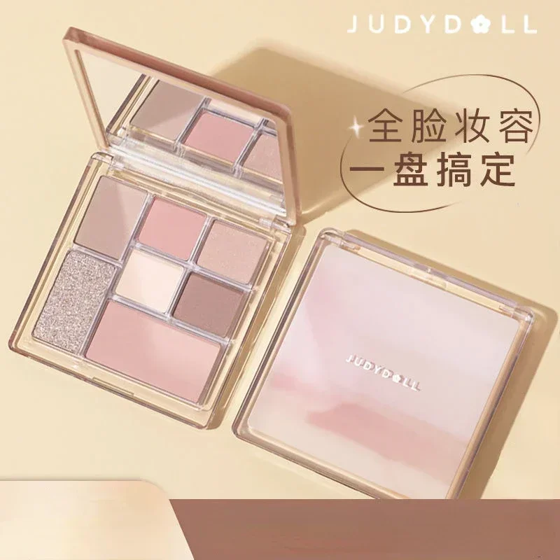 Judydoll 7 Colors Eyeshadow Palette Blush Highlighting and Contouring Matte Pearlescent Glitter Eyeshadow Make Up Palette