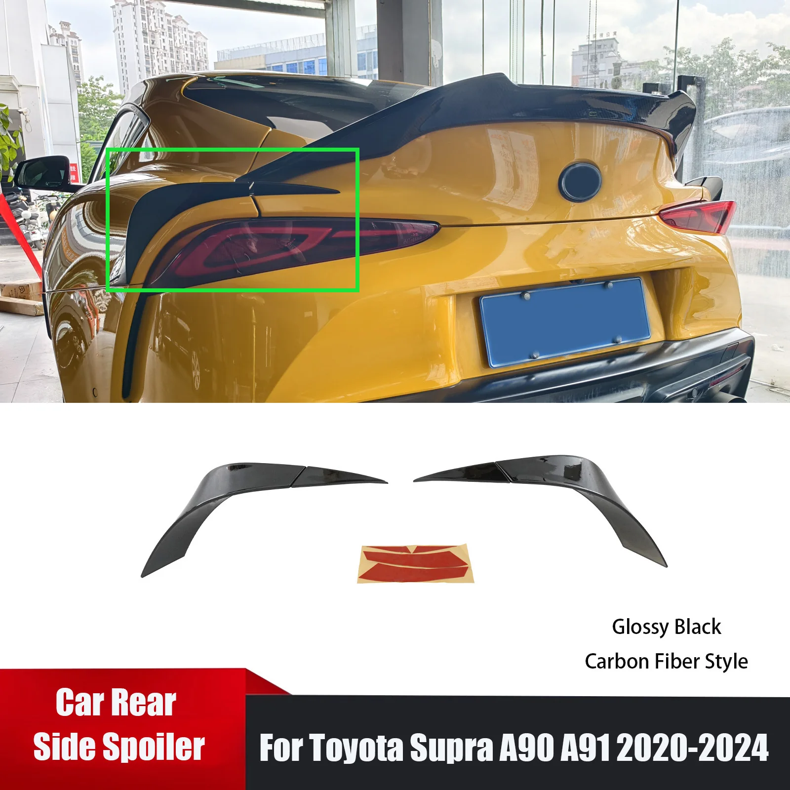 

For Toyota Supra A90 A91 2020-2024 Car Rear Side Spoiler Auto Accessories A Pair Body Kits Glossy Black/ Carbon Fiber Style