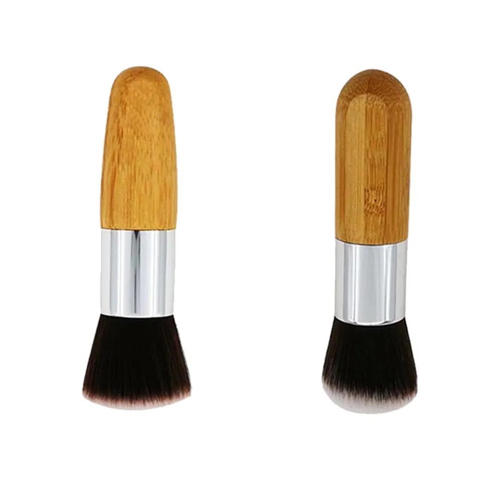 2Pcs High Performance Makeup Brushes Set for Foundation Blending Natural Finish Soft Silky Dense Bristles Portable Reusable