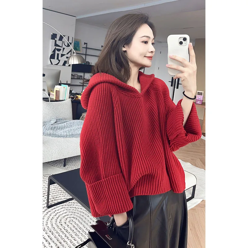 

Autumn And Winter Pure Color High-end Woolen Sweater Women's Autumn And Winter New Lazy Style Loose Sweater Base Knitted Sweater