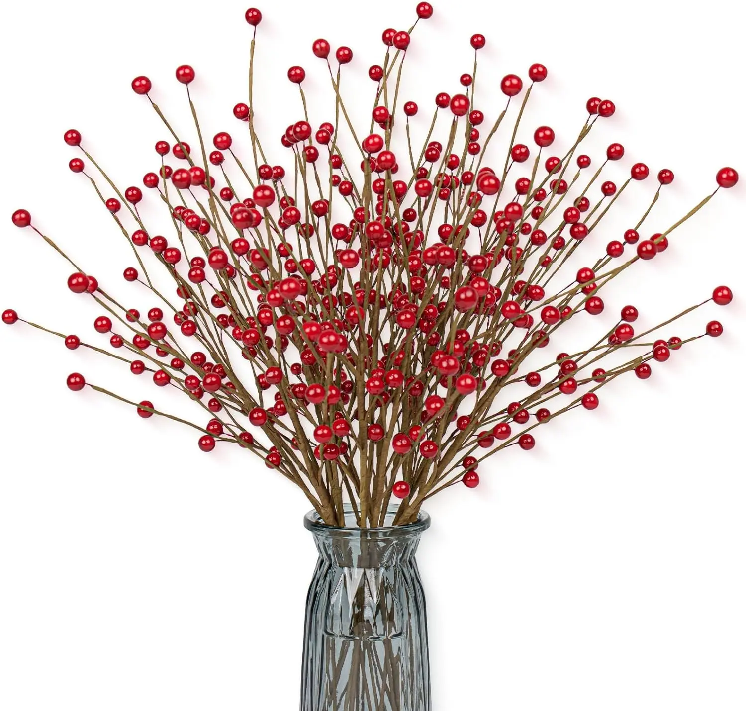 

24 упаковки 17-дюймовых красных ягод для центральных элементов рождественской елки, искусственные стебли падуба, композиции из вазы для зимних праздников