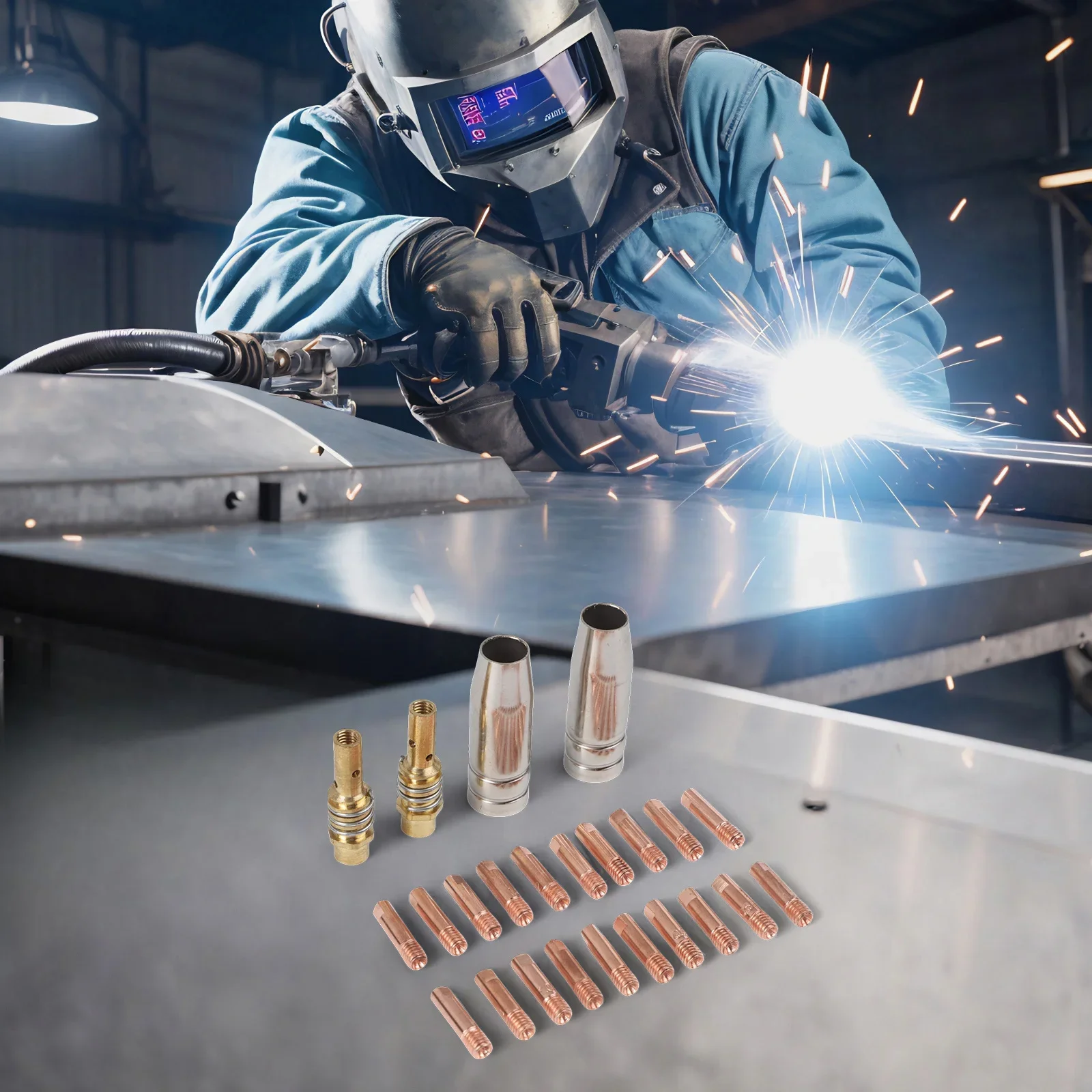 

Complete 24PCS For MIG Welding Accessory Set 20 Contact Tips for Optimal Performance with AK15/MB 15 Welding Equipment