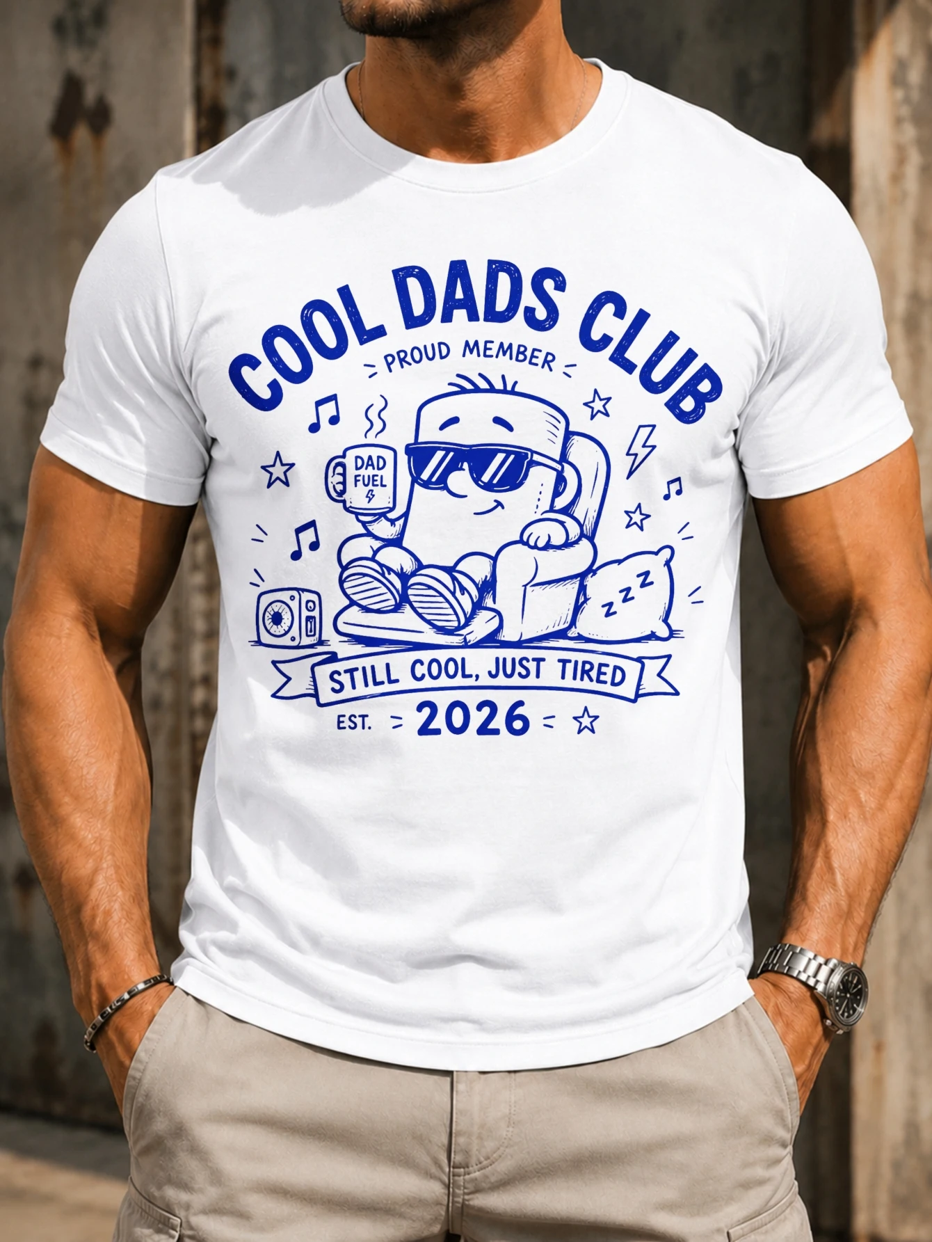 Cool Dads Club Couch Mascot  dad fuel music notes  and still cool just tired slogan Unisex All  Unisex All T-Shirt