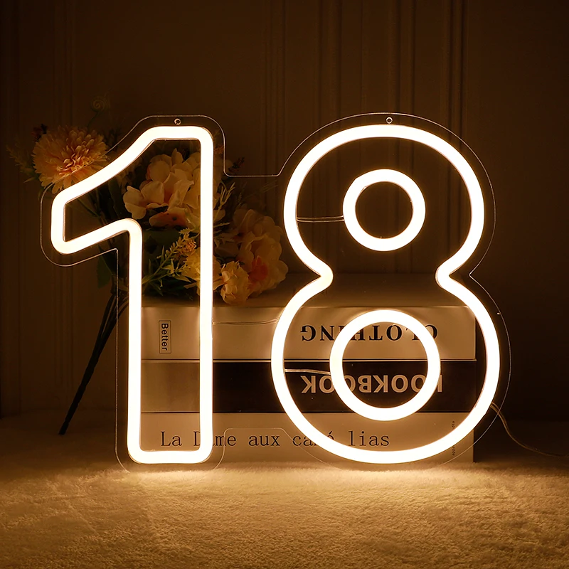 Custom Night Light 18 Number Letter 21 led lights Neon Signs For Home Decorative Lamp Room Wall Lighting Closet