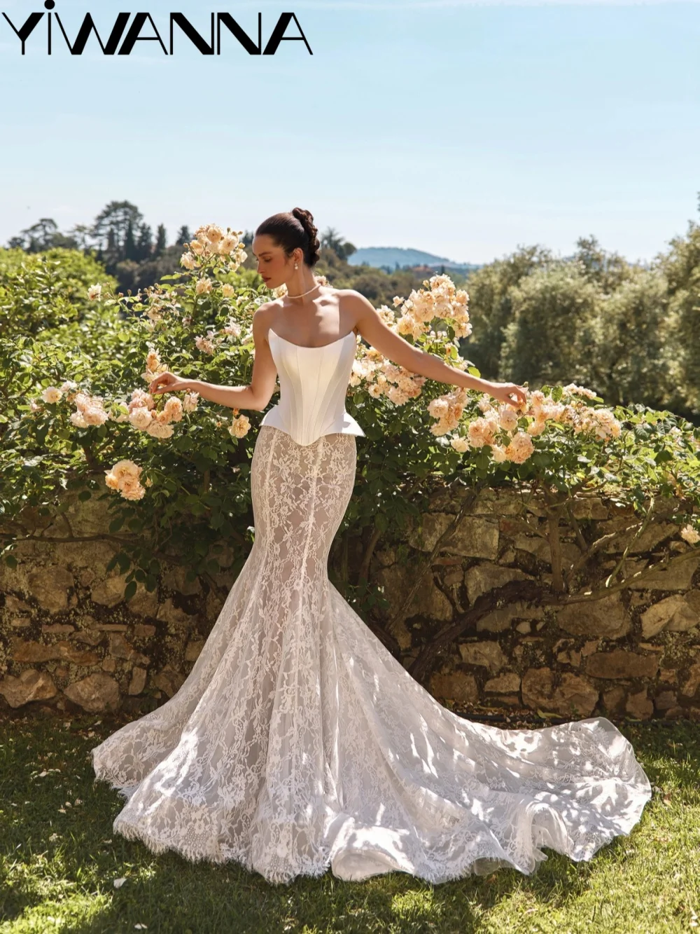 Charming Satin Corset Wedding Dress Delicate Floral Lace Bridal Gown New Customized Illusion Mermaid Long Dresses For Bride