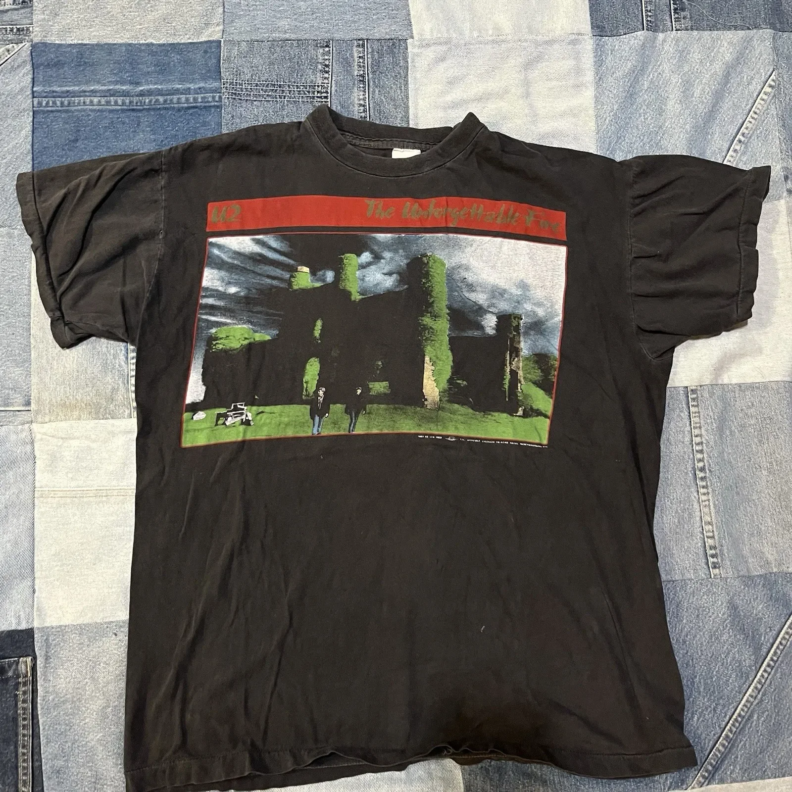 Camiseta vintage rara 1989 U2 The Unforgettable Fire tamanho M/L