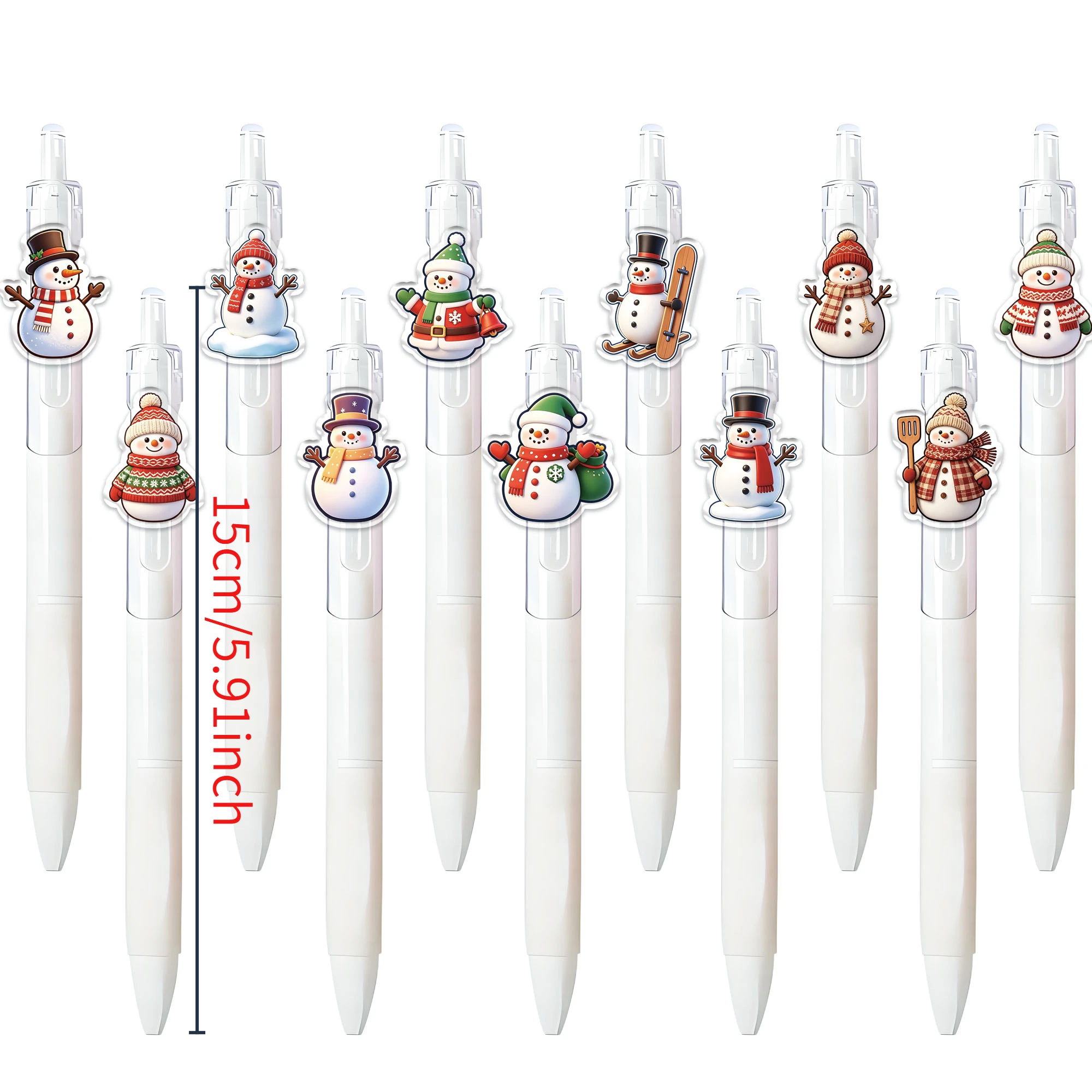 13pcs Rotating Snowman Ballpoint Pen Pattern Random