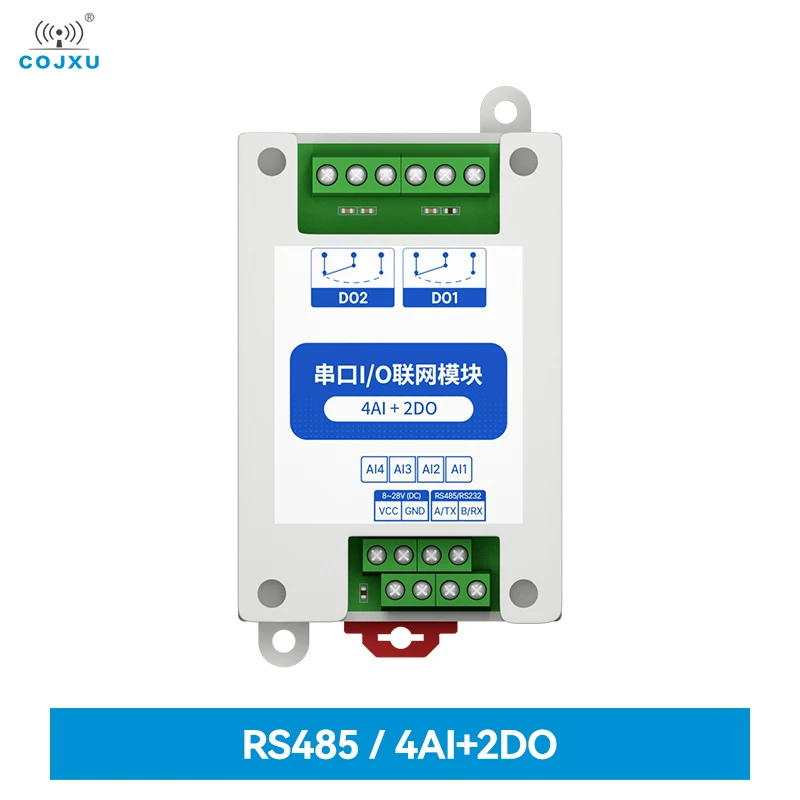 RS485 ModBus Serial Port  I/O Network Module RS485 4AI+2DO DC 8-28V Support PLC/Touch Display IoT MA01-XACX0420