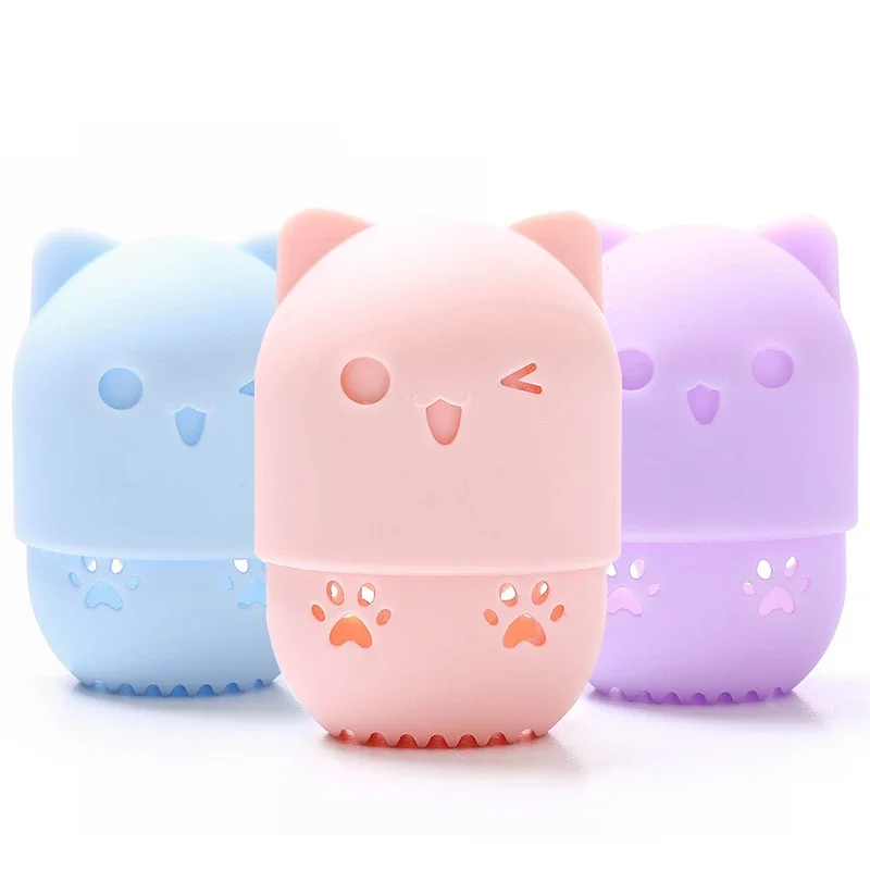 1Pc Kitten Silicone Powder Puff Drying Holder Egg Stand Beauty Pad Makeup Sponge Display Rack Cosmetic Blender Case Puff Holder