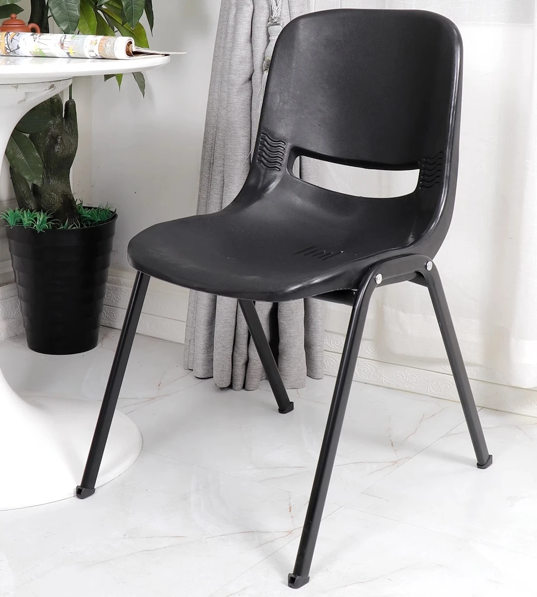 hot selling high quality colorful modern pp shell plastic seat metal conference meeting waiting room home office chair with desk