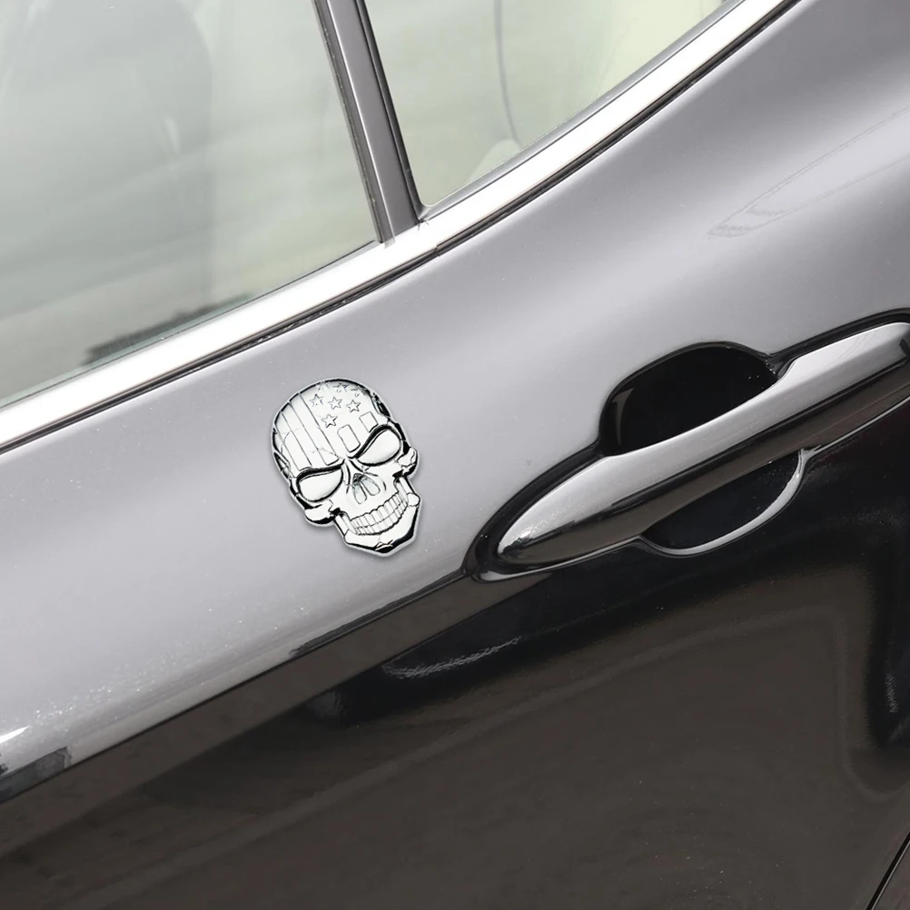 1 pc 3D Car Skull Shape Sticker Zinc Alloy Vehicle Badge Decorative Accessories Decal Auto Door Trunk Bonnet