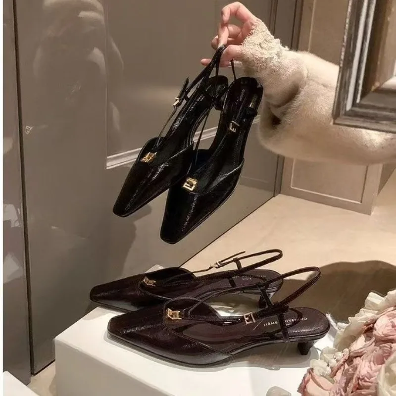 

Baotou Sandals New High-grade Fine Heel Pointed Low Heel Temperament Single Shoes Spring and Summer with Skirt Women's Shoes