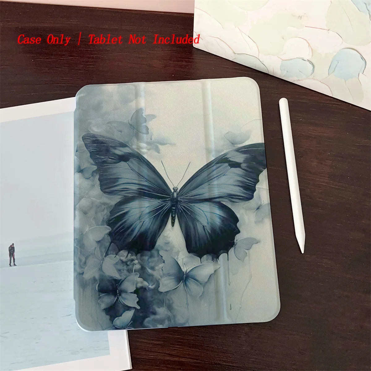 Blue Butterfly Printed iPad Case for Pro 12.9/11/Air 10.9/iPad 10.2/Mini 6, Shockproof Wear-Resistant Cover