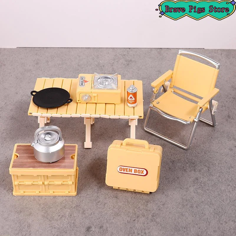Juego de sillas plegables para Picnic y acampada en miniatura, modelo de estufas de Gas, accesorios de decoración, 1 Uds.